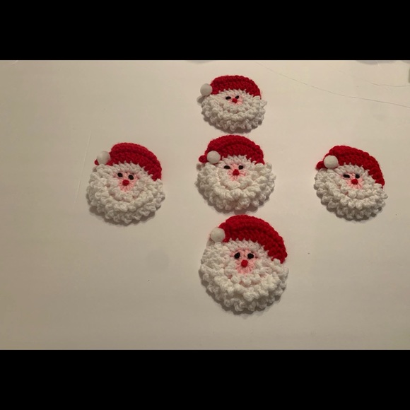 Christmas Santa Face Five Vintage New Ornament Handmade Crochet - Picture 3 of 9